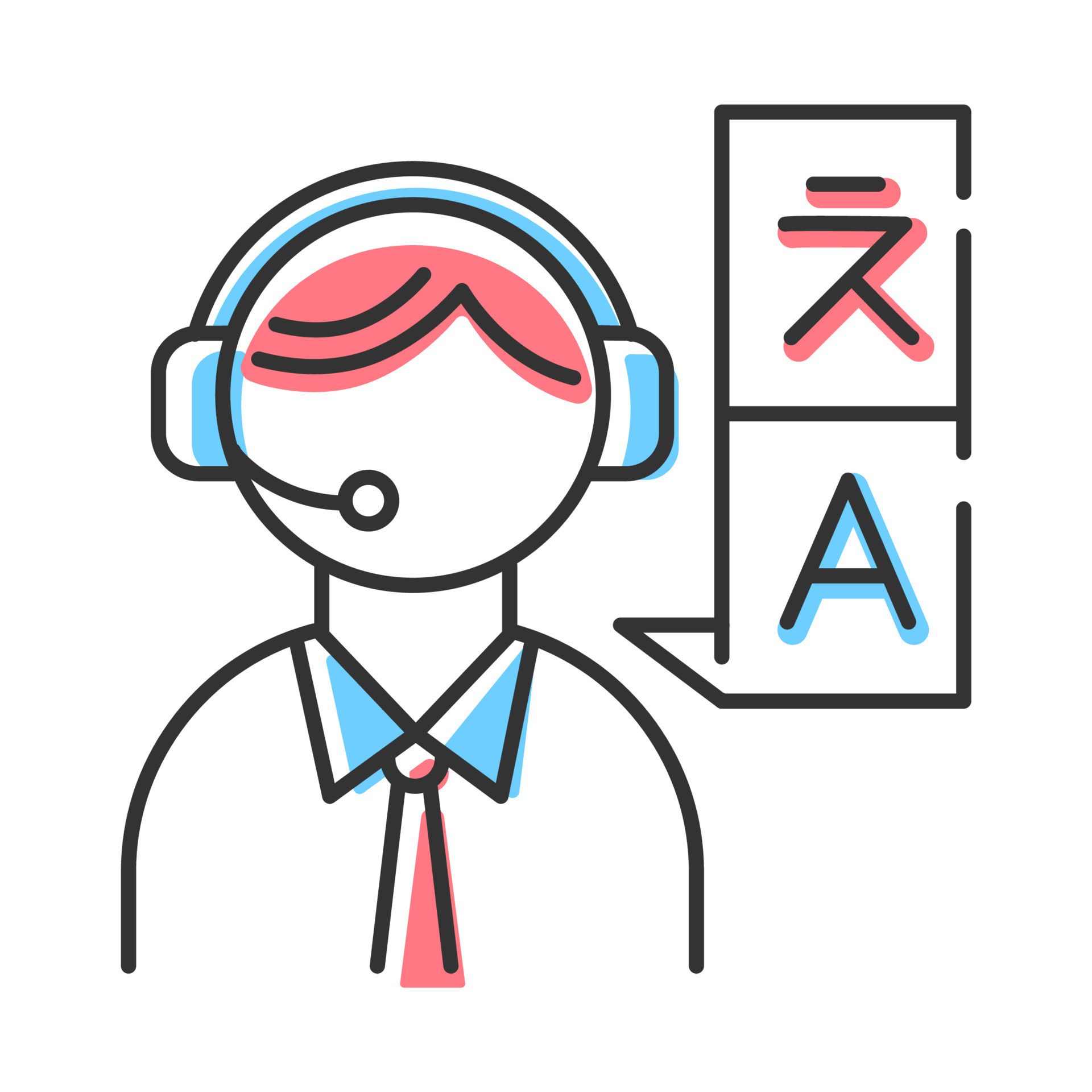 translation-services-color-icon-professional-interpreter-translation-agency-worker-in-headphones-consecutive-interpretation-translator-isolated-illustration-vector